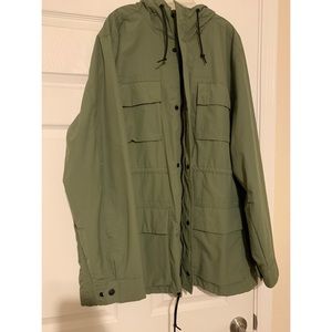 NWT Old Navy Water Resistant Hooded Rain Jacket Men 2XL Tall / XXL Tall Olive